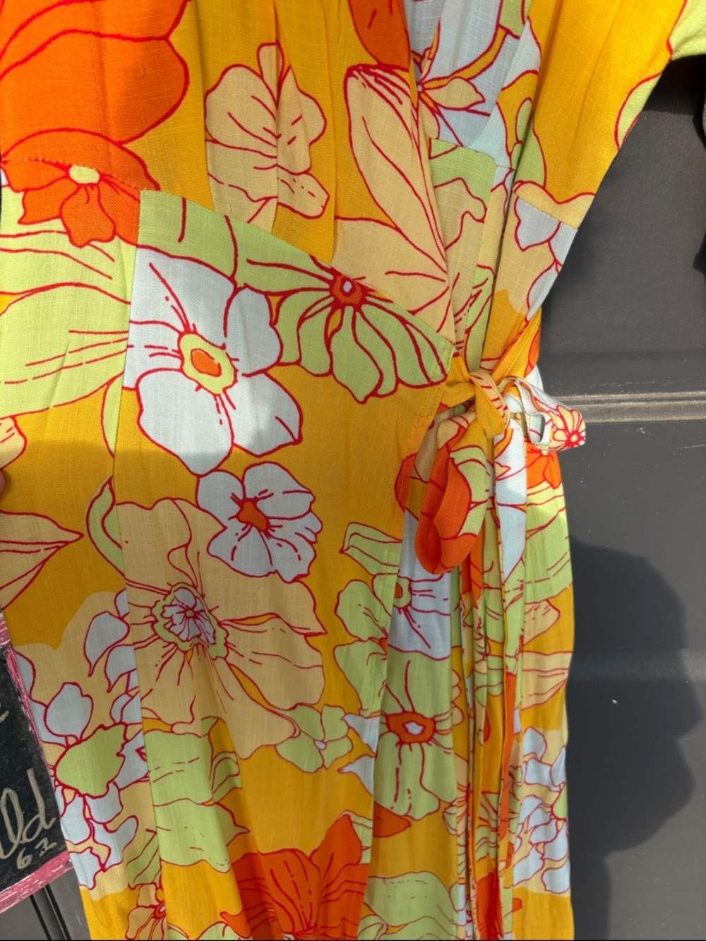 NWT ModCloth Vibrant Floral maxi Wrap Dress in Yellow and Orange - Picture 4 of 5